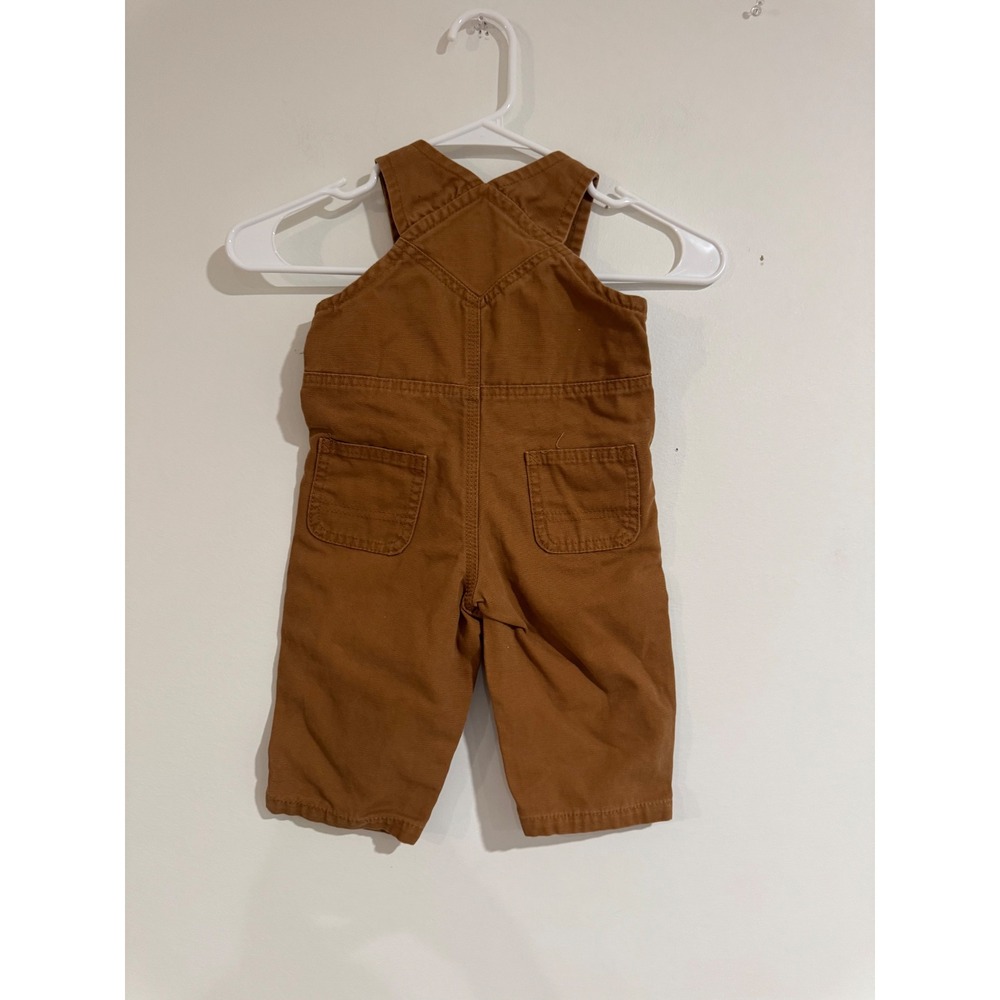 Carhartt Canvas Bib Overalls Unisex boys 12 Months Brown Adjustable Straps - Picture 3 of 3